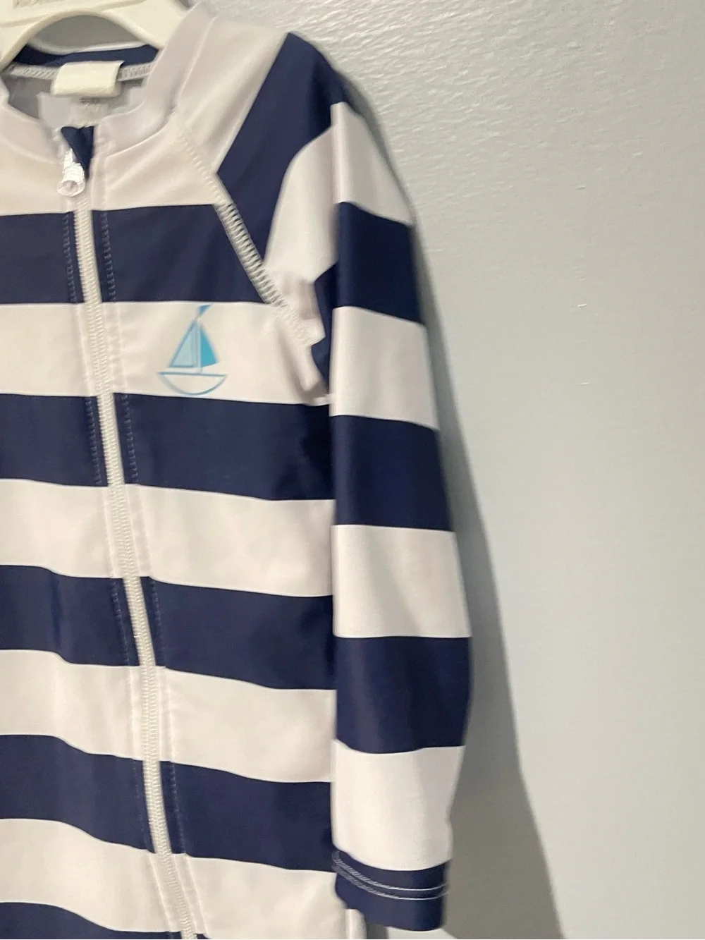 Shein | Toddler Boy | Size 2-3T | Navy + White Striped Baby Rash Guard One-Piece